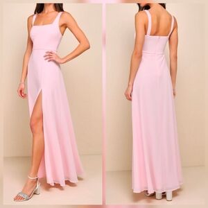 NWT Lulus Remarkable Arrival Light Pink Sleeveless Maxi Dress Size XS